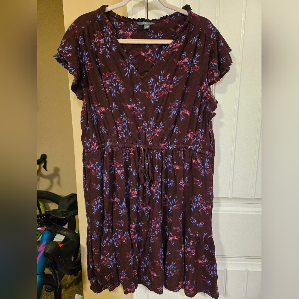 Terra & Sky Floral Midi Dress sz 1x 16W-18W